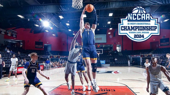 college basketball player going for a lay-up in the NCCAA D1 Men's Basketball Championship 2024